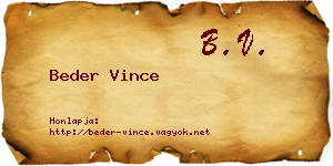 Beder Vince névjegykártya